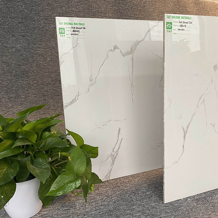 Weißes Marmor glasiert deckt keramisches Fußbodenporzellan mit Ziegeln deckt 600X600 für Boden und Wand mit Ziegeln