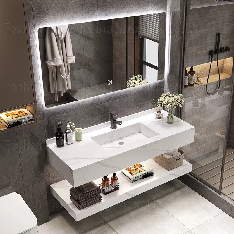 Soem-Badezimmer-Eitelkeits-Einheiten sinterten Steincountertop-Becken führten Spiegel-Speicher-Kabinette