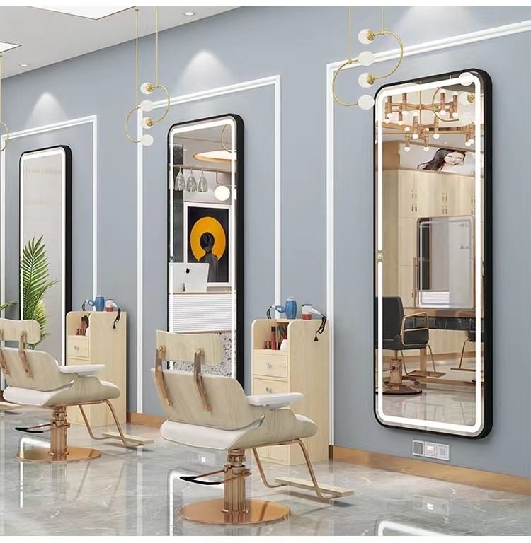Großer Friseursalon-Ganzkörperspiegel mit LED-Hintergrundbeleuchtung Übergroßer Schminkspiegel