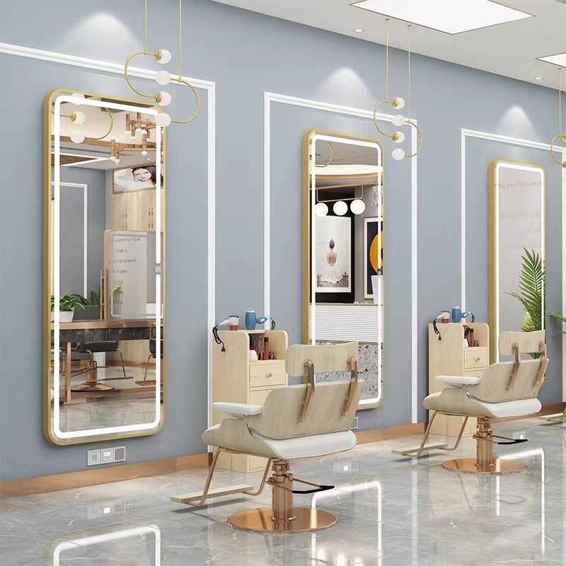 Großer Friseursalon-Ganzkörperspiegel mit LED-Hintergrundbeleuchtung Übergroßer Schminkspiegel