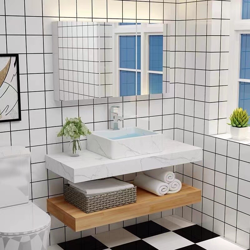 Wasserdichtes an der Wand befestigtes Badezimmer-Frisierspiegel-Kabinett-europäisches Modell Wood Color