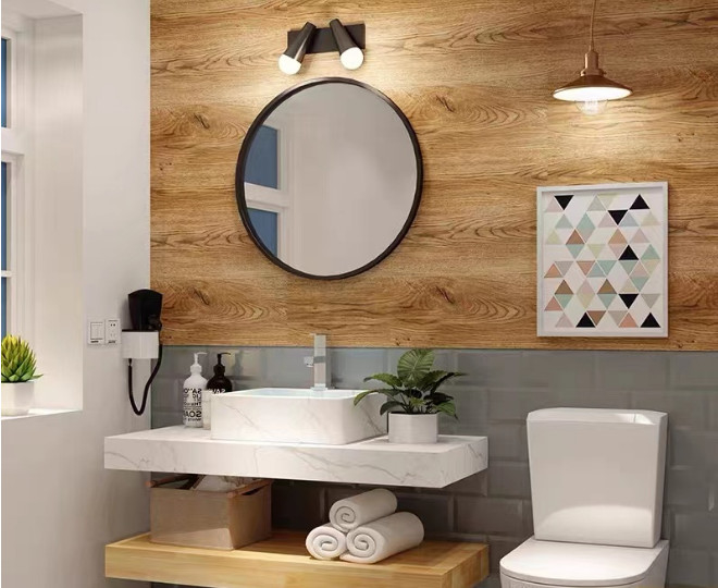 Wasserdichtes an der Wand befestigtes Badezimmer-Frisierspiegel-Kabinett-europäisches Modell Wood Color