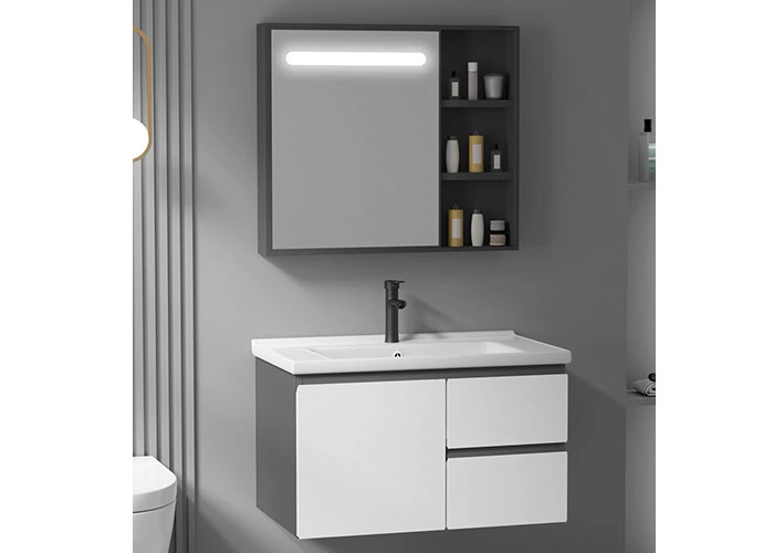 Sich hin- und herbewegender Badezimmer-Eitelkeits-Lieferanten-Spiegel-Kabinett-moderner Matte White Wall Mounted Bathroom-Eitelkeits-Luxussatz