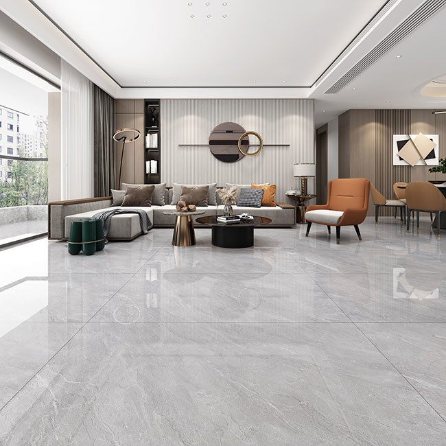 Hohes glattes glasiert deckt Gray Color Natural Texture Porcelain-Fliesen 600*1200mm mit Ziegeln