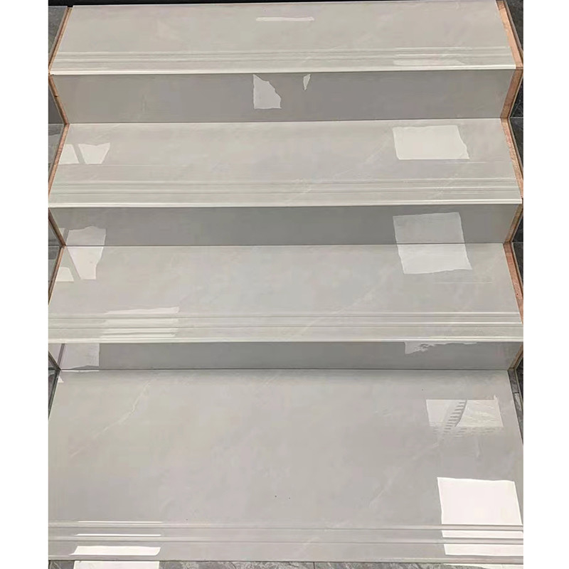 1200*470mm deckt Marmorblick-Porzellan voller Körper-glasig-glänzende Boden-Treppen-Schritt-Polierfliesen mit Ziegeln