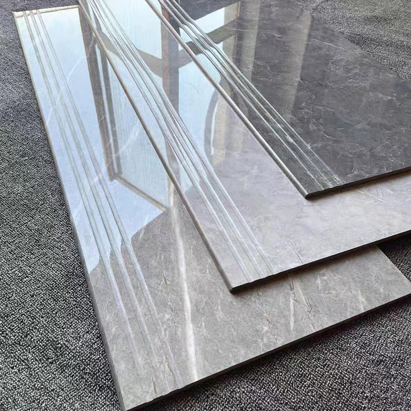 1200*470mm deckt Marmorblick-Porzellan voller Körper-glasig-glänzende Boden-Treppen-Schritt-Polierfliesen mit Ziegeln