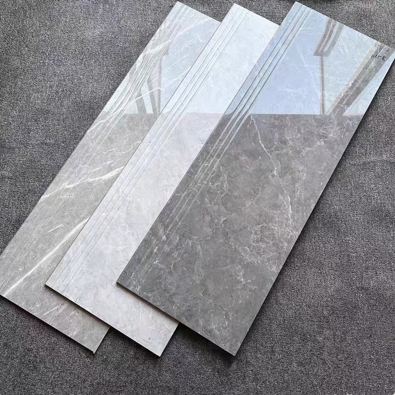1200*470mm deckt Marmorblick-Porzellan voller Körper-glasig-glänzende Boden-Treppen-Schritt-Polierfliesen mit Ziegeln