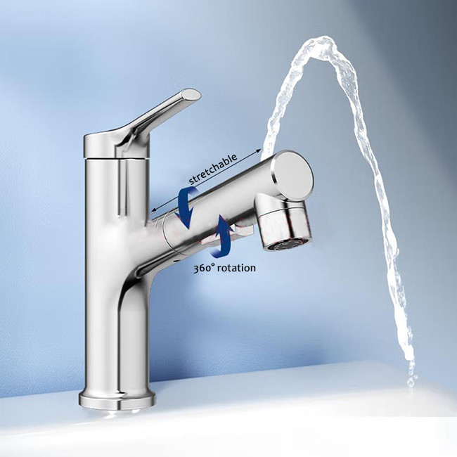 Moderne heiße und kalte flexible Rotation ziehen Becken-Hahn mit der zwei Spray-multi Funktion aus