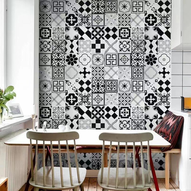 Nordischer INS reden schwarzes weißes glasig-glänzendes Porzellan mit Ziegeln deckt 300*300mm für Boden und Innenwand an