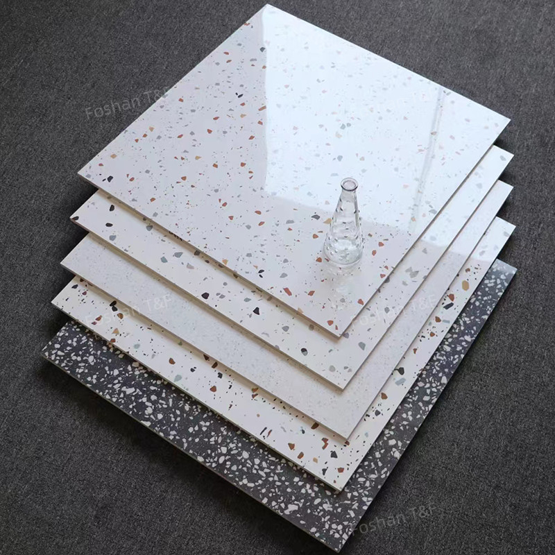 60x60cm Hochglanz polierte glasig-glänzende Terrazzo-Fliesen für Wohnzimmer-Küchen-Badezimmer-Wand-Boden