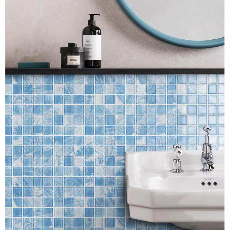 300 x 300 mm Kristallglas-Mosaikfliesen für Balkon, Küche, Badezimmer, Wand, Schwimmbad
