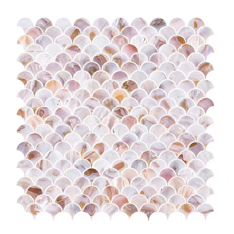 Fan formen natürliche Perlmutt-Backsplash Wand-Fliese Shell White Pattern Mosaic Tiles