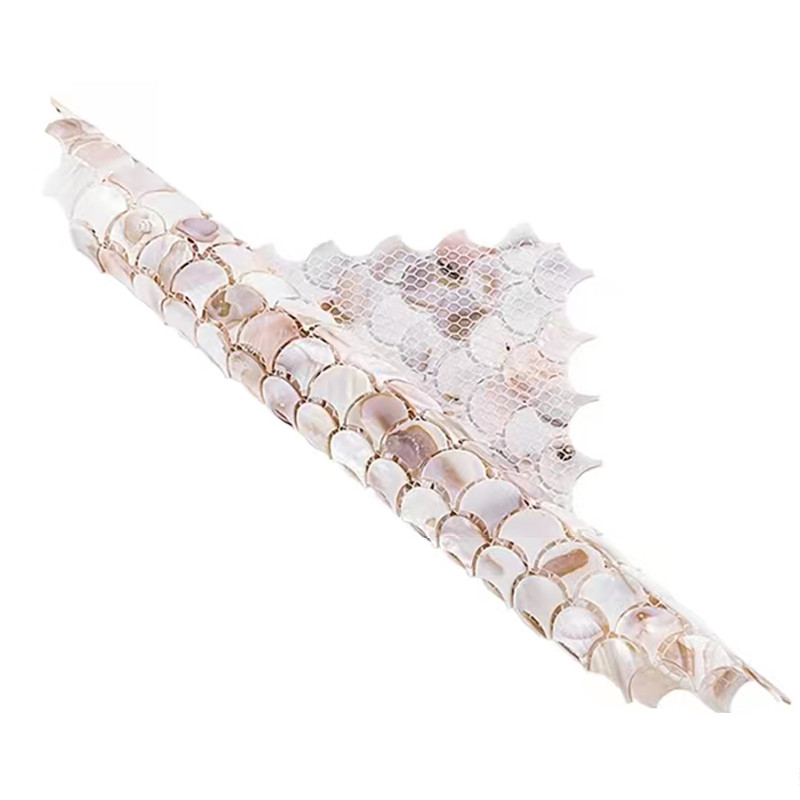 Fan formen natürliche Perlmutt-Backsplash Wand-Fliese Shell White Pattern Mosaic Tiles