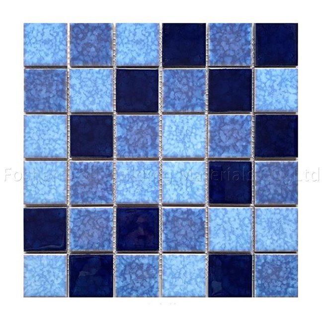 Quadratischer Schwimmbad Mosaikfliesen Innenfischbecken Keramik Außenlandschaft Wand Bodenblau