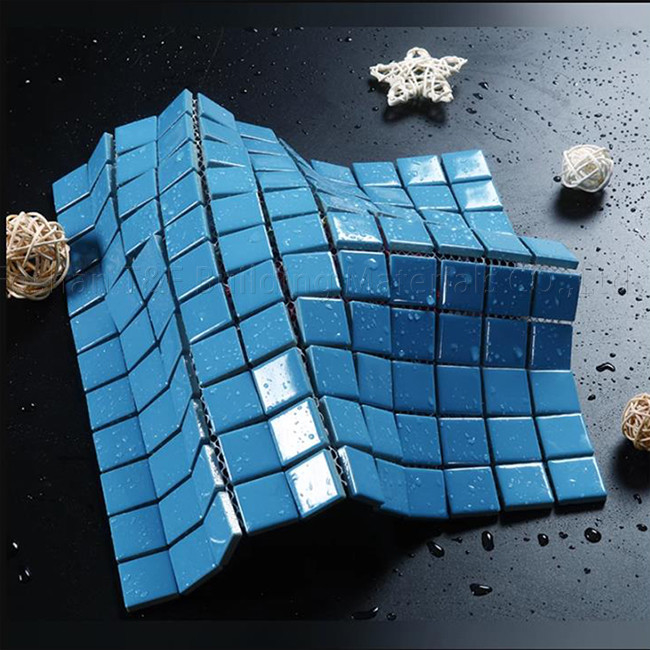 Quadratischer Schwimmbad Mosaikfliesen Innenfischbecken Keramik Außenlandschaft Wand Bodenblau