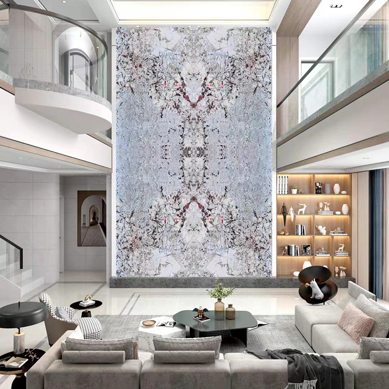 Luxus-Naturquarzit-Stein-Slab Hotel Villa Wohnzimmer Wanddekor Küche Arbeitsplatz