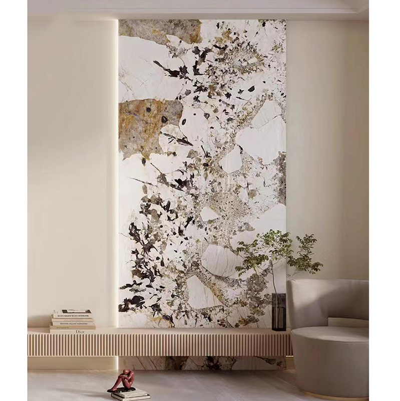 Luxus-Naturquarzit-Stein-Slab Hotel Villa Wohnzimmer Wanddekor Küche Arbeitsplatz
