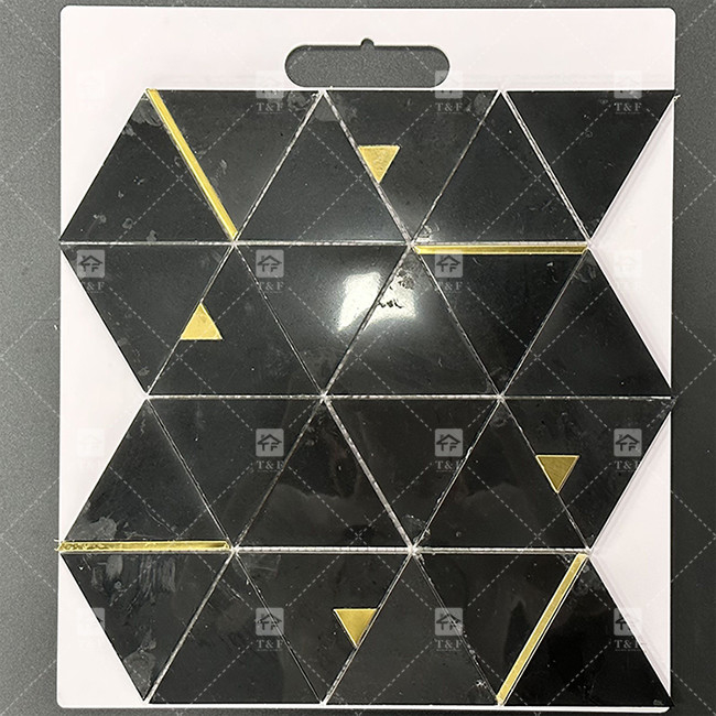 Marmorstein Dreieck Luxus Mosaikfliesen mit Edelstahl Metall Mosaikfliesen Bad Backsplash