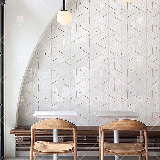 Marmorstein Dreieck Luxus Mosaikfliesen mit Edelstahl Metall Mosaikfliesen Bad Backsplash