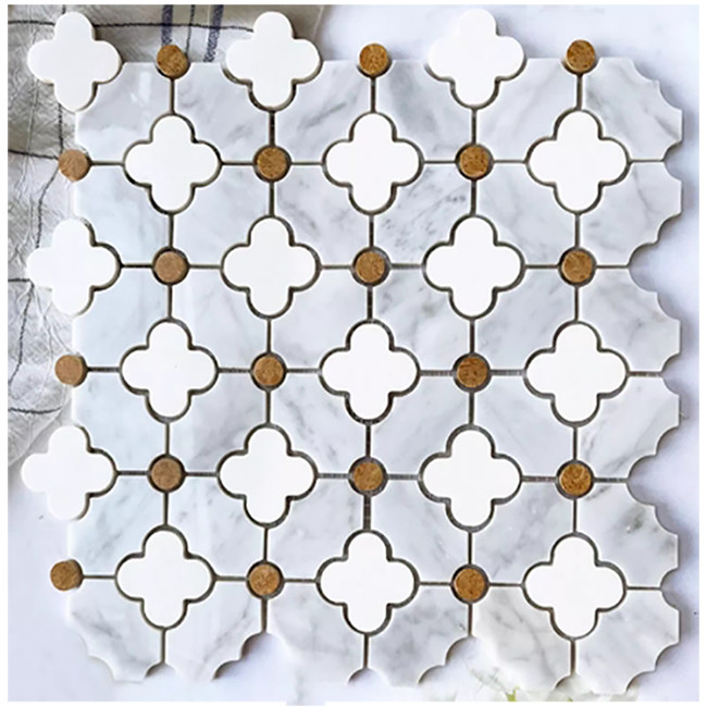 Wasserstrahl-Blumenmuster Marmorstein Mosaik Badfliesen für die Wohnkultur