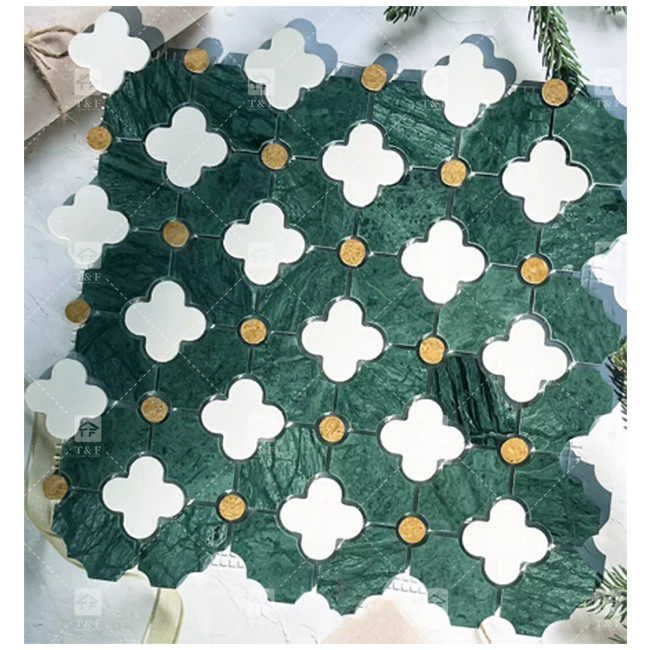 Wasserstrahl-Blumenmuster Marmorstein Mosaik Badfliesen für die Wohnkultur
