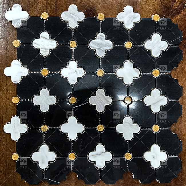 Wasserstrahl-Blumenmuster Marmorstein Mosaik Badfliesen für die Wohnkultur