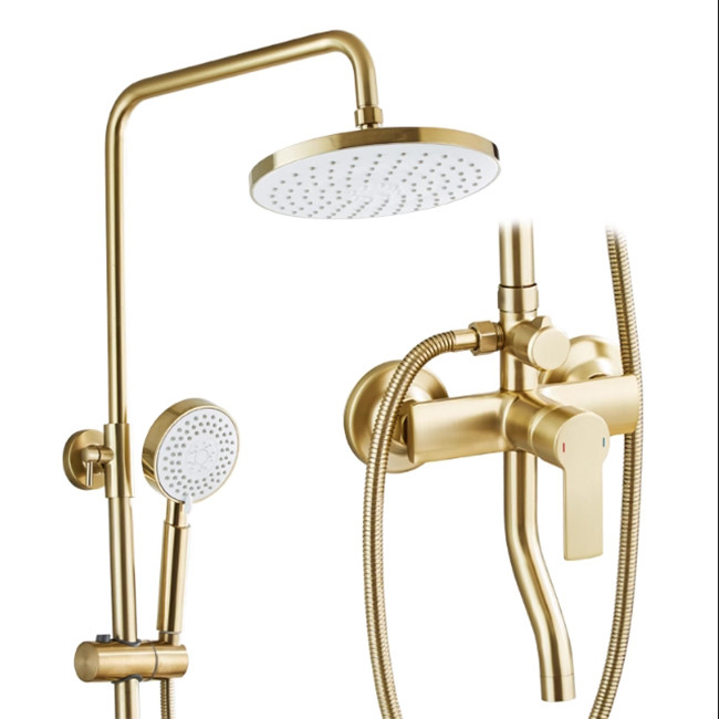 Nordic Light Luxus-Dusch-Satz für Zuhause Wasserhahn Messing gebürstetes Gold Heiß-Kalt Druckdüse