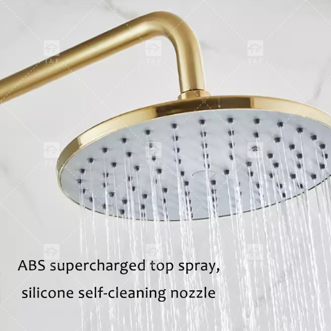 Nordic Light Luxus-Dusch-Satz für Zuhause Wasserhahn Messing gebürstetes Gold Heiß-Kalt Druckdüse