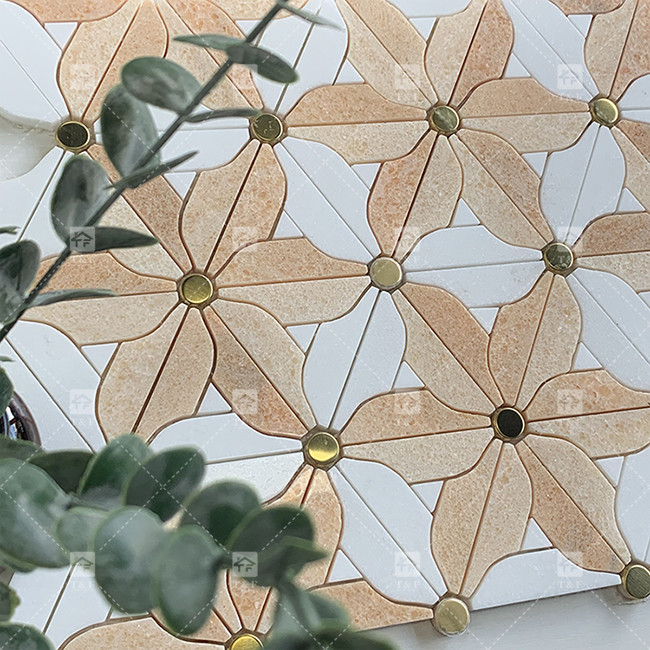 Natürlicher Stein Marmor Mosaik Fußboden Wandfliesen Blumenmuster Für Bad Mosaikfliesen