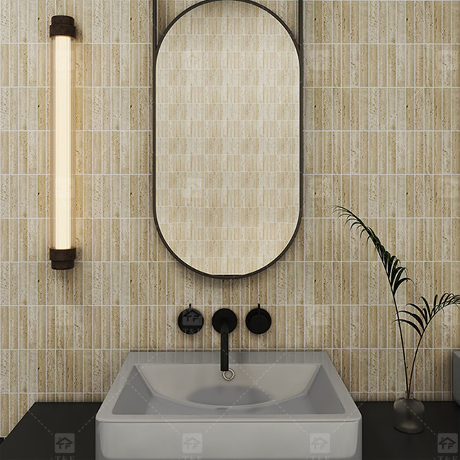 Marmormuster 3D-Bogen-Langstreifen-Mosaik-Bodenwandfliesen für TV-Hintergrund Küche Backsplash
