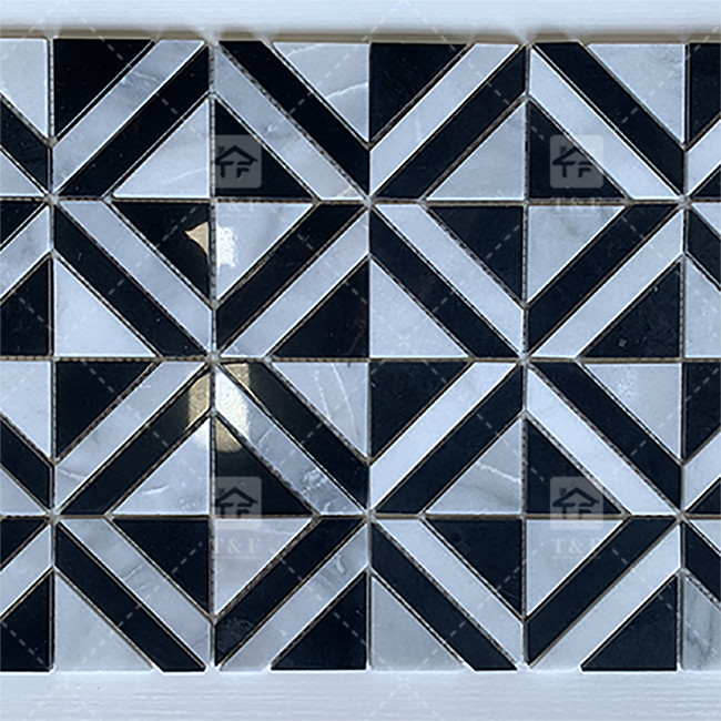 Schwarz-Weiß-Marmorstein-Mosaikfliese für Wandküche Rückenspritz-Ausnutzungsbeständig