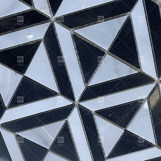 Schwarz-Weiß-Marmorstein-Mosaikfliese für Wandküche Rückenspritz-Ausnutzungsbeständig