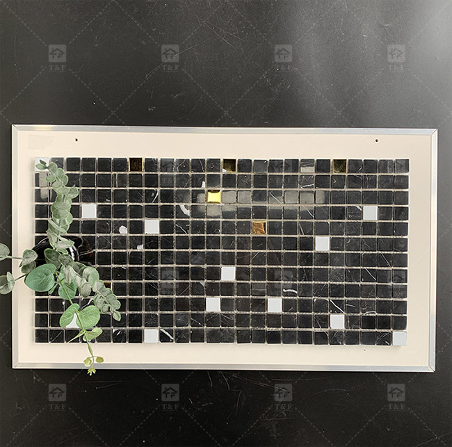 Viereckige schwarz-weiße Marmorstein Mosaikfliesen 8mm Wanddekoration