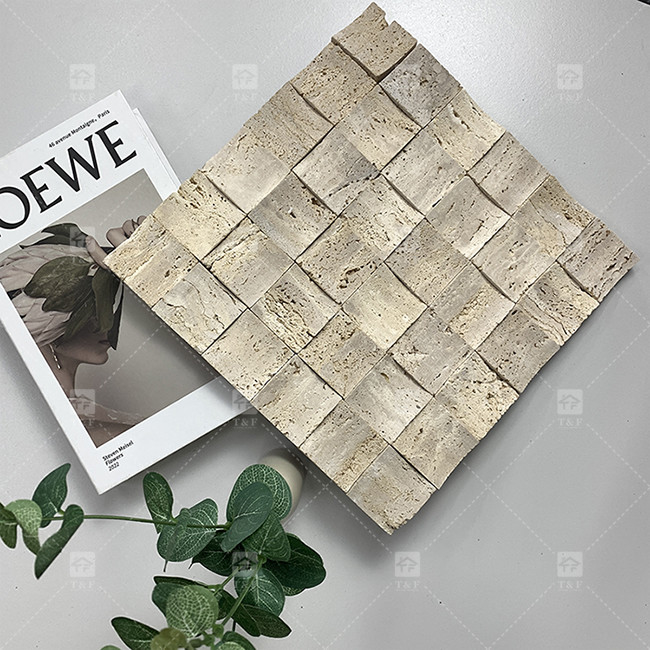 Naturmarmor Beige Travertin Mosaik Fußboden Wandfliesen Konkaver Hintergrund Wandkulturfliesen