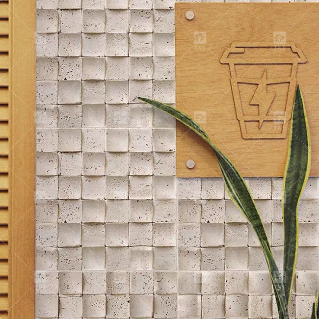 Naturmarmor Beige Travertin Mosaik Fußboden Wandfliesen Konkaver Hintergrund Wandkulturfliesen