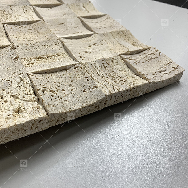 Naturmarmor Beige Travertin Mosaik Fußboden Wandfliesen Konkaver Hintergrund Wandkulturfliesen