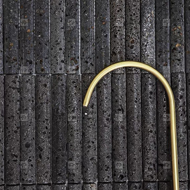 Schwarze Farbe Kurve Fluted Kalkstein Mosaik Fliesen Dekoration Badezimmer Backsplash Fliesen