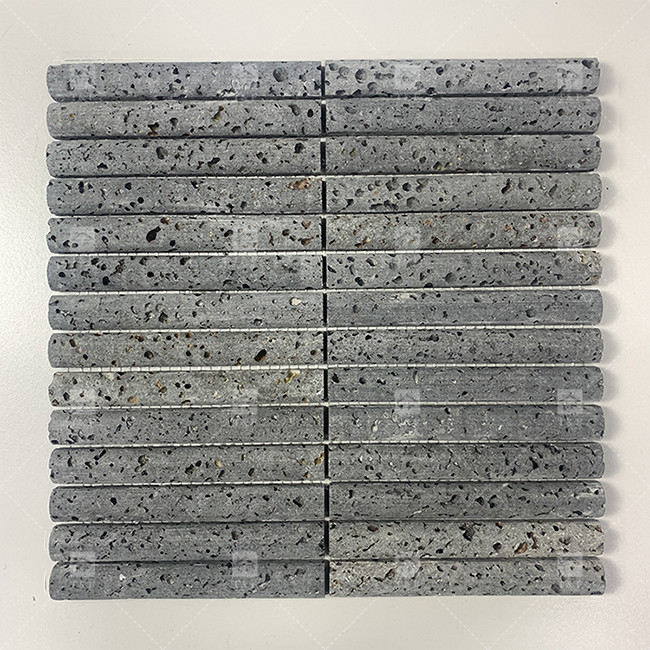 Schwarze Farbe Kurve Fluted Kalkstein Mosaik Fliesen Dekoration Badezimmer Backsplash Fliesen