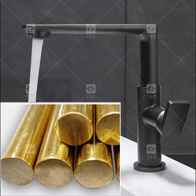 Brushed Gold Beckenhahn Warm und kalt Kupfer Hände waschen und Gesicht schwarzes Shampoo Tischbeckenhahn drehbar