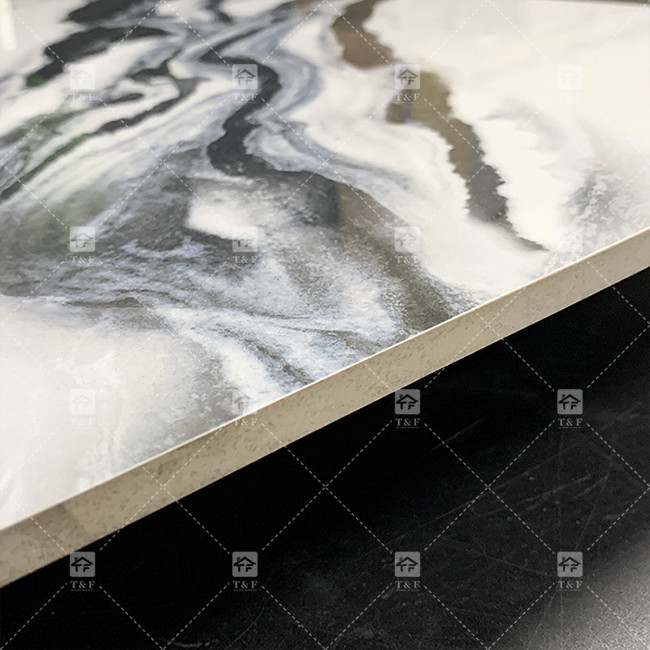 Panda Weißer Marmor Look Porzellan Fliesen 600x1200mm Platte für Wohnzimmer Wanddekoration Luxus Stein für Einkaufszentren