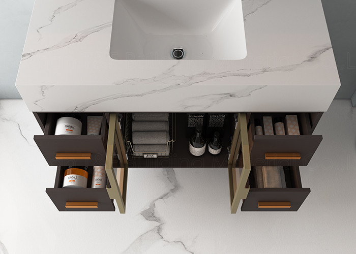 Moderner Luxussilberner Spiegel wand-Hung Floating Bathroom Vanity Units-Kabinett-HD Smart LED